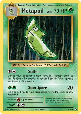 Metapod 004/108  - Reverse Holofoil XY  Evolutions
