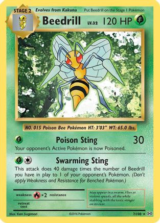 Beedrill 007/108  - Reverse Holofoil XY  Evolutions