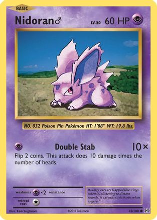 Nidoran M 043/108  - Reverse Holofoil XY  Evolutions