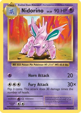 Nidorino 044/108  - Reverse Holofoil XY  Evolutions