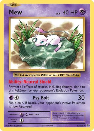 Mew 053/108  - Holofoil XY  Evolutions