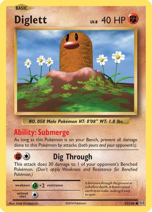 Diglett 055/108  - Reverse Holofoil XY  Evolutions