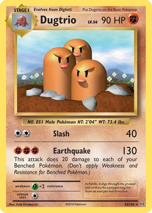 Dugtrio 056/108  - Reverse Holofoil XY  Evolutions