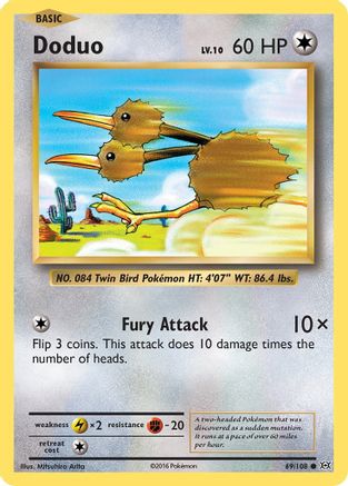 Doduo 069/108  - Reverse Holofoil XY  Evolutions