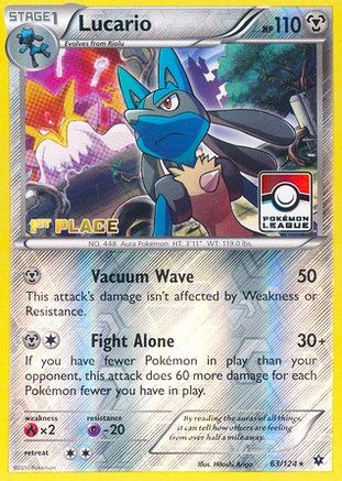 Lucario (Pokemon League) [1st Place] 063/124  - Reverse Holofoil League & Championship Cards