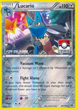 Lucario (Pokemon League) [2nd Place] 063/124  - Reverse Holofoil League & Championship Cards