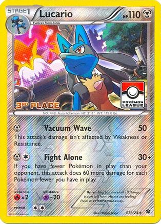 Lucario (Pokemon League) [3rd Place] 063/124  - Reverse Holofoil League & Championship Cards
