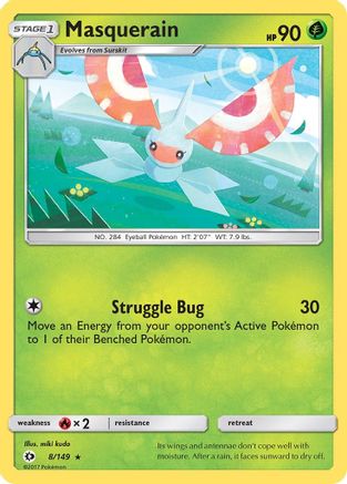 Masquerain 008/149  - Reverse Holofoil SM Base Set