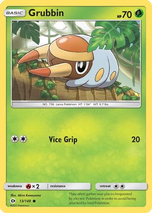 Grubbin 013/149  - Reverse Holofoil SM Base Set