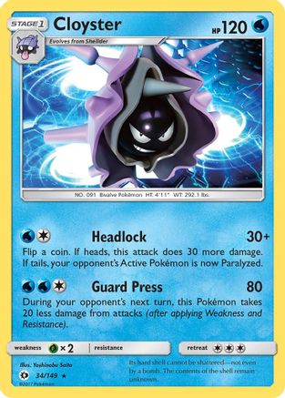 Cloyster 034/149  - Reverse Holofoil SM Base Set
