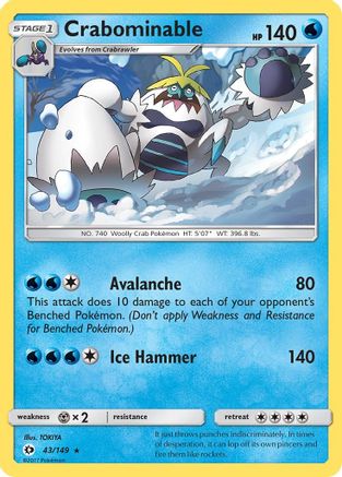 Crabominable 043/149  - Reverse Holofoil SM Base Set