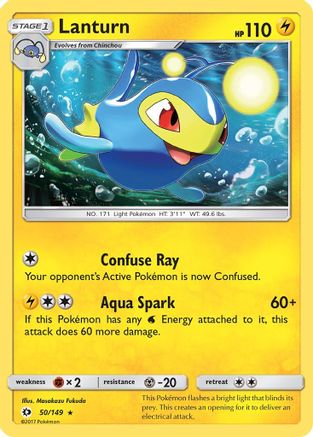 Lanturn 050/149  - Reverse Holofoil SM Base Set