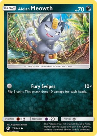 Alolan Meowth 078/149  - Reverse Holofoil SM Base Set