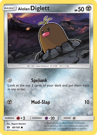 Alolan Diglett 086/149  - Reverse Holofoil SM Base Set