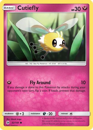 Cutiefly 092/149  - Reverse Holofoil SM Base Set
