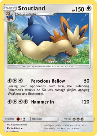 Stoutland 105/149  - Reverse Holofoil SM Base Set