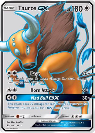 Tauros GX (Full Art) 144/149  - Holofoil SM Base Set