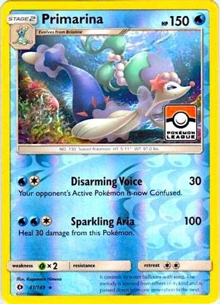 Primarina (Pokemon League) 041/149  - Reverse Holofoil League & Championship Cards
