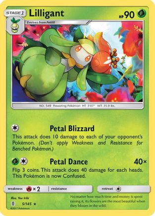 Lilligant 005/145  - Reverse Holofoil SM  Guardians Rising