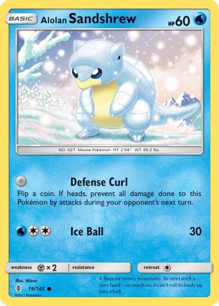 Alolan Sandshrew 019/145  - Reverse Holofoil SM  Guardians Rising