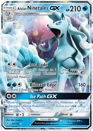 Alolan Ninetales GX 022/145  - Holofoil SM  Guardians Rising