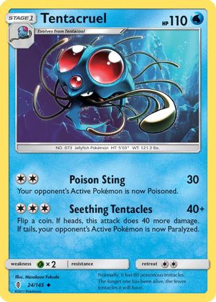 Tentacruel 024/145  - Reverse Holofoil SM  Guardians Rising