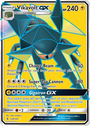Vikavolt GX (Full Art) 134/145  - Holofoil SM  Guardians Rising