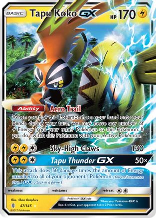 Tapu Koko GX 047/145  - Holofoil SM  Guardians Rising