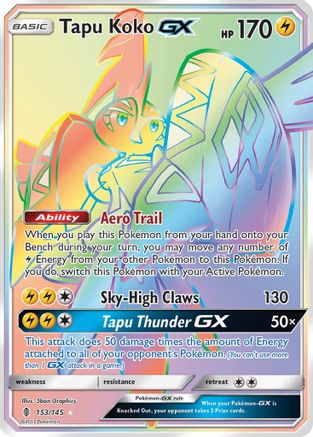 Tapu Koko GX 153/145  - Holofoil SM  Guardians Rising