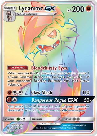 Lycanroc GX 156/145  - Holofoil SM  Guardians Rising