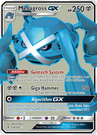Metagross GX (Full Art) 139/145  - Holofoil SM  Guardians Rising