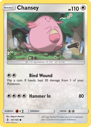 Chansey 101/145  - Reverse Holofoil SM  Guardians Rising