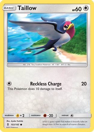Taillow 103/145  - Reverse Holofoil SM  Guardians Rising
