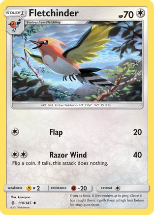 Fletchinder 110/145  - Reverse Holofoil SM  Guardians Rising