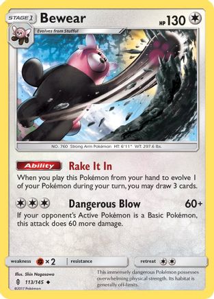 Bewear 113/145  - Reverse Holofoil SM  Guardians Rising