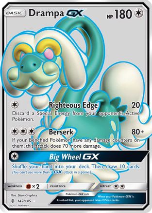 Drampa GX (Full Art) 142/145  - Holofoil SM  Guardians Rising