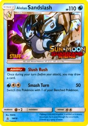 Alolan Sandslash (Prerelease) [Staff] SM18  - Holofoil SM Promos