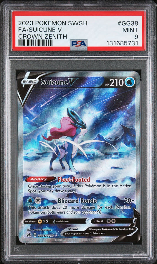 Suicune V GG38/GG70 PSA 9 2023 Crown Zenith Pokemon