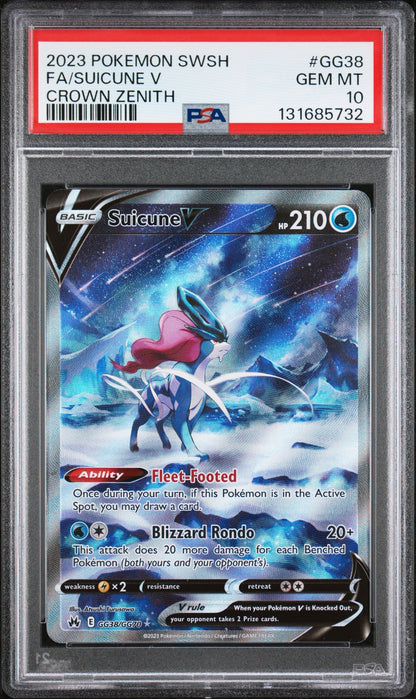 Suicune V GG38/70 PSA 10 2023 Crown Zenith Pokemon