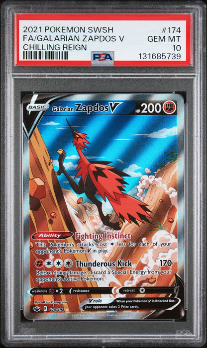 Galarian Zapdos V 174/198 PSA 10 2021 Chilling Reign Pokemon