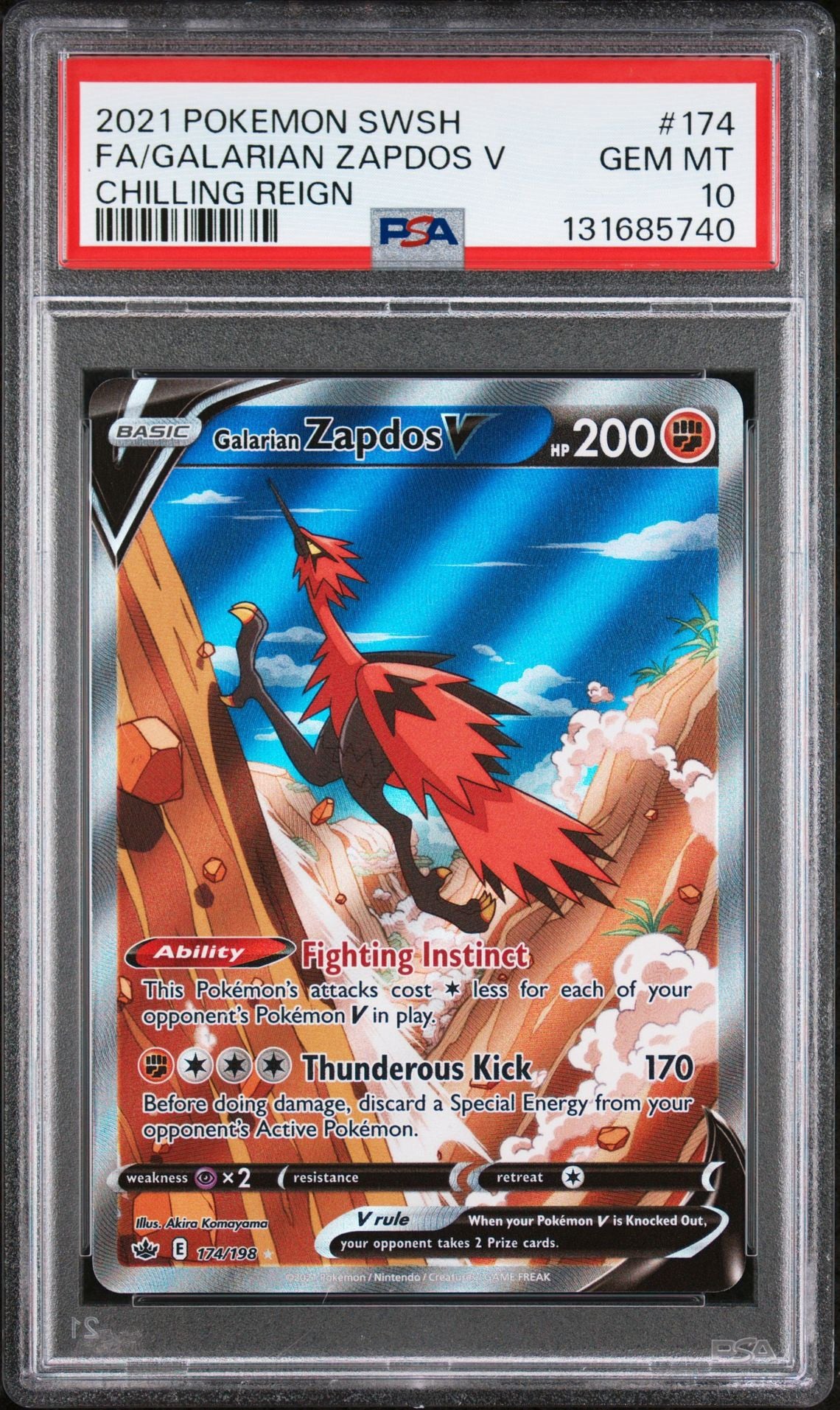 Galarian Zapdos V 174/198 PSA 10 2021 Chilling Reign Pokemon