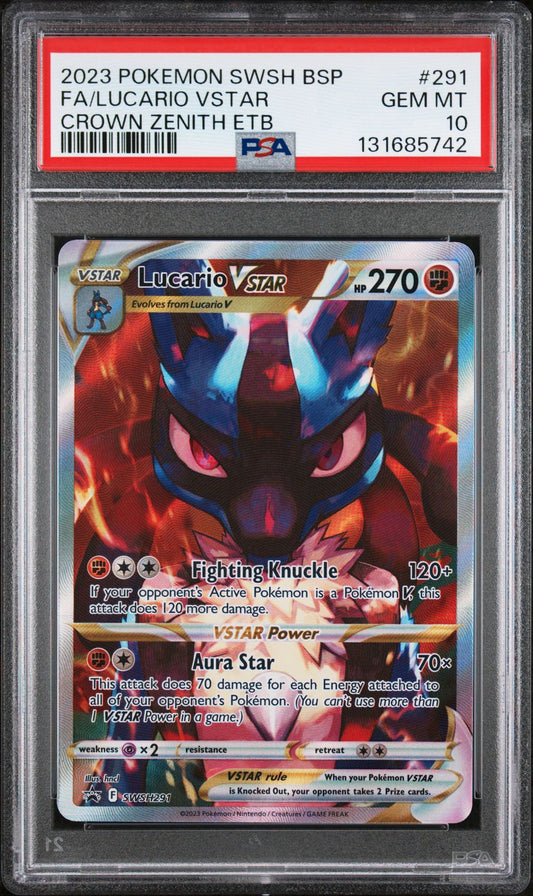 Lucario Vstar SWSH291 PSA 10 2023 Crown Zenith Pokemon