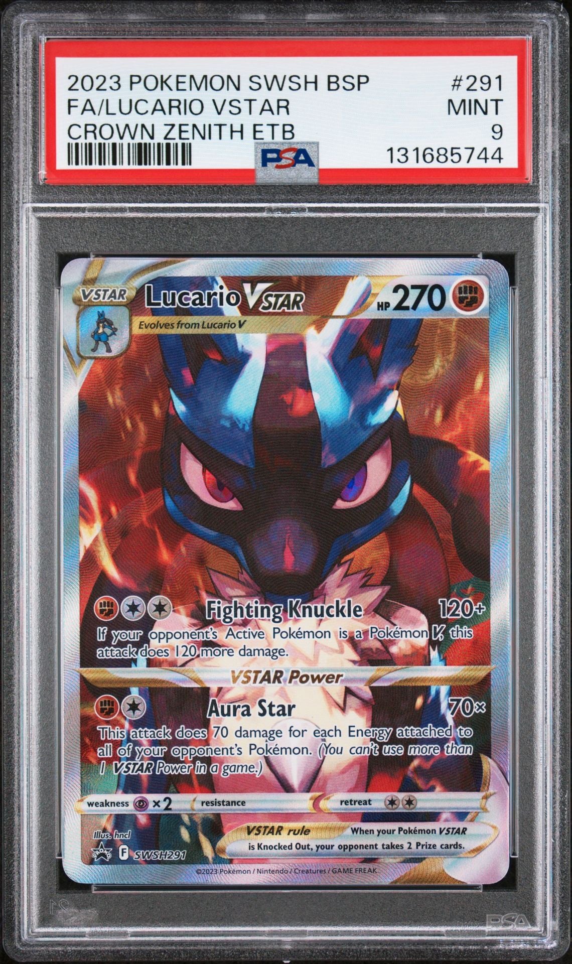 Lucario Vstar SWSH291 PSA 9 2023 Crown Zenith Promo Pokemon