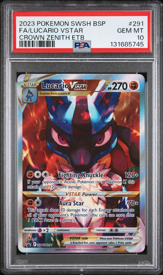 Lucario Vstar SWSH291 PSA 10 2023 Crown Zenith Promo Pokemon