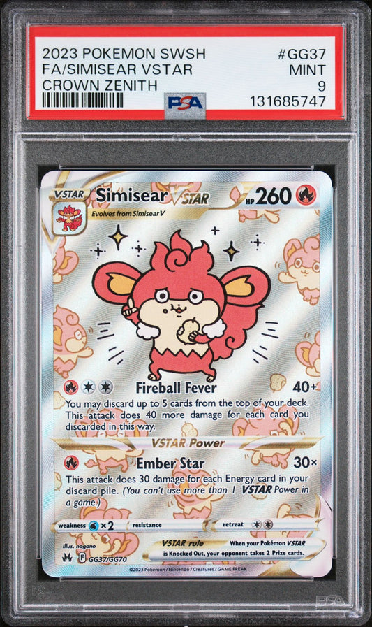 Simisear Vstar GG37/GG70 PSA 9 2023 Crown Zenith Pokemon