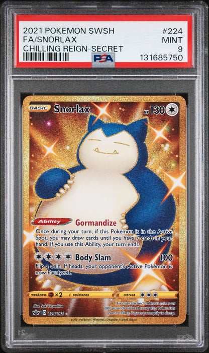 Snorlax 224/198 PSA 9 2021 Chilling Reign Pokemon