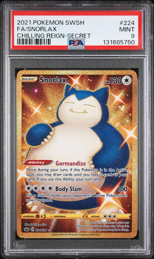 Snorlax 224/198 PSA 9 2021 Chilling Reign Pokemon