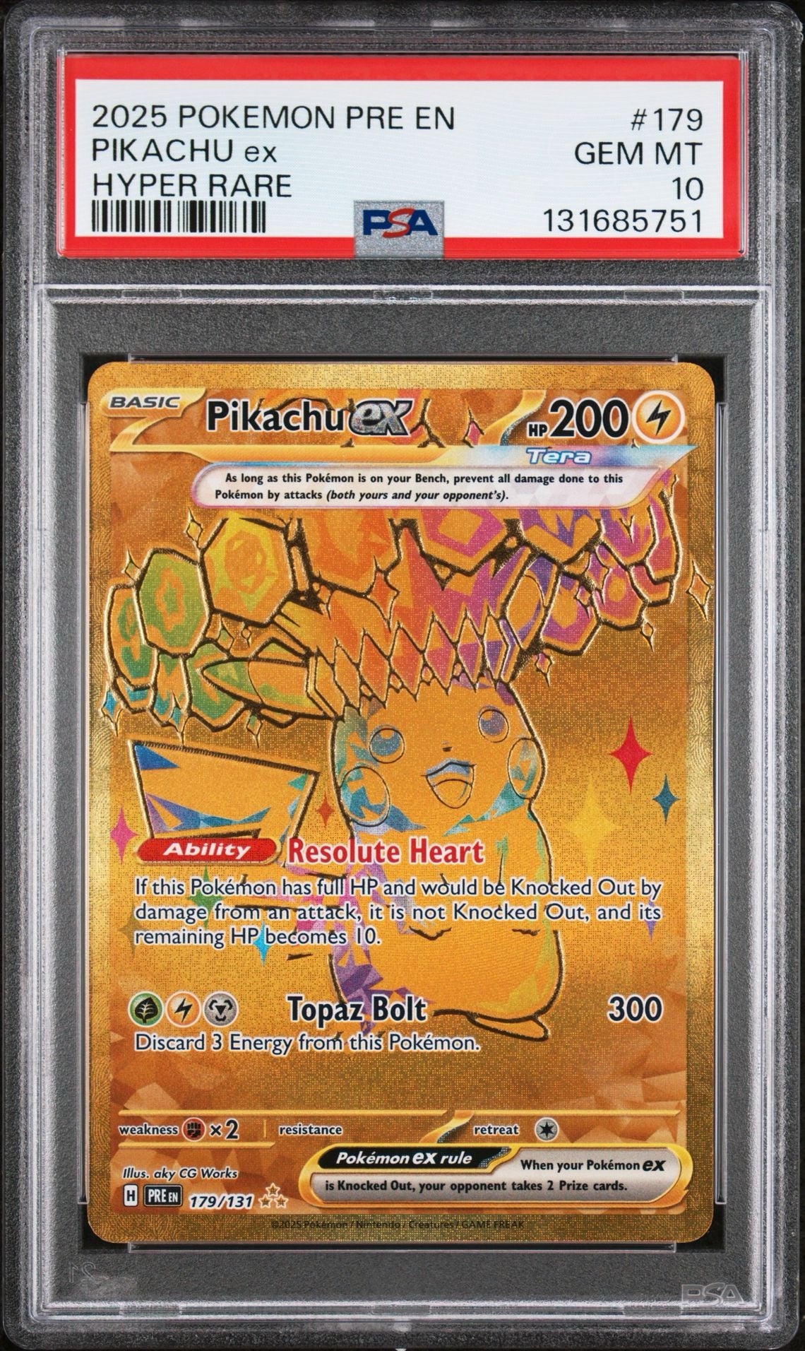 Pikachu EX 179/131 PSA 10 2025 Prismatic Evolutions Pokemon