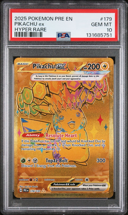 Pikachu EX 179/131 PSA 10 2025 Prismatic Evolutions Pokemon