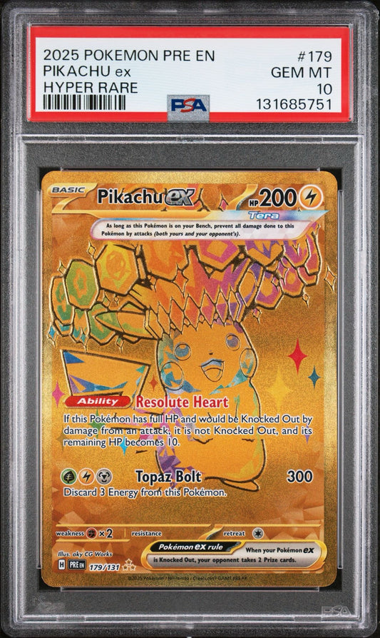 Pikachu EX 179/131 PSA 10 2025 Prismatic Evolutions Pokemon